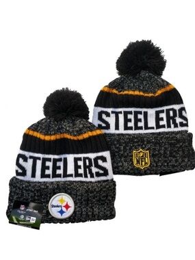 New Era Pittsburgh Steelers 2017 NFL Sideline Official Sport Knit Beanie Pom Hat